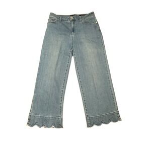 Susan Graver Size 6 Crop Jeans‎ Scalloped Bottom
